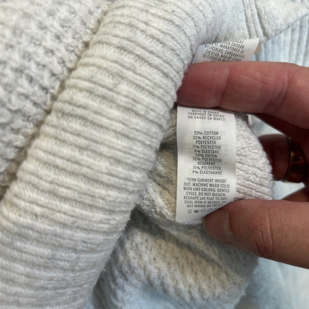 Aerie Women Pullover Sweater Collared V Neck Waffle Oversized Light Gray Medium - Picture 5 of 12